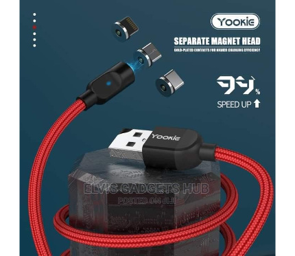 Chargers + Cables  Yookie CB4 Magentic Cable 3 in 1 Micro/lighting/type C 2.4A red 